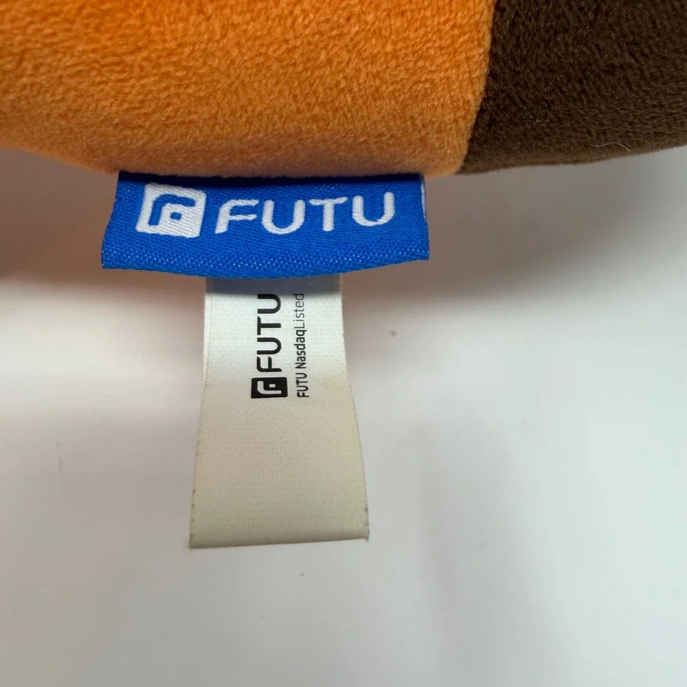 FUTU Neck Pillow Orange Brown Plush Travel Headrest Snap Closure